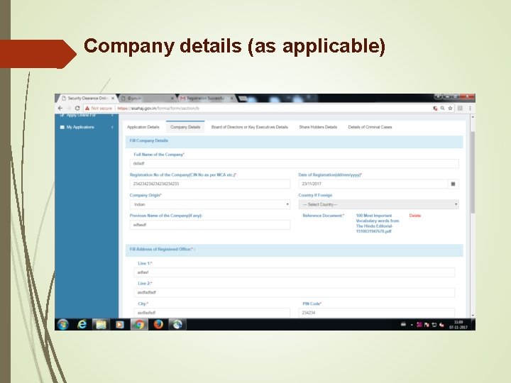 Company details (as applicable) Company details (as applicable)