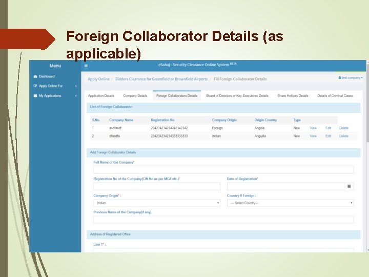 Foreign Collaborator Details (as applicable) Foreign Collaborator Details (as applicable)