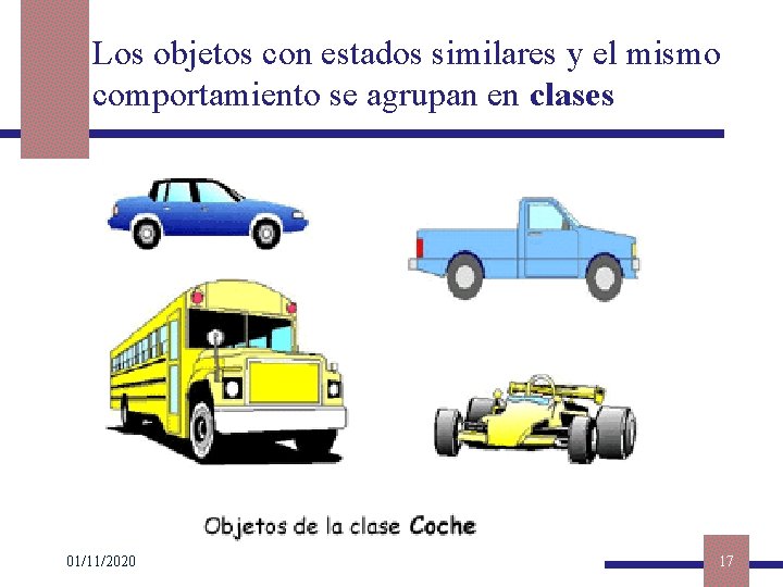 Los objetos con estados similares y el mismo comportamiento se agrupan en clases 01/11/2020