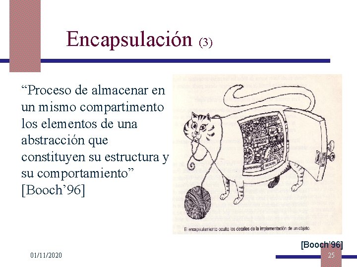 Encapsulación (3) “Proceso de almacenar en un mismo compartimento los elementos de una abstracción