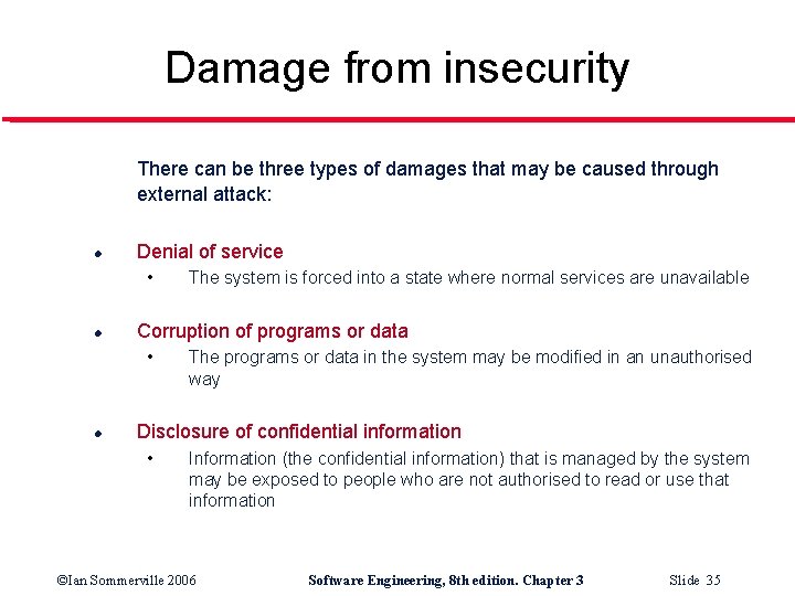 Damage from insecurity There can be three types of damages that may be caused