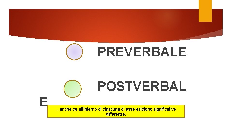  PREVERBALE POSTVERBAL E . . anche se all'interno di ciascuna di esse esistono