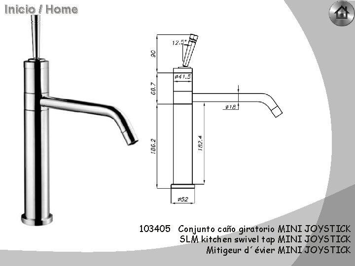 Inicio / Home 103405 Conjunto caño giratorio MINI JOYSTICK SLM kitchen swivel tap MINI