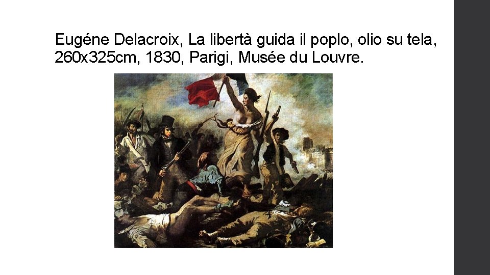 Eugéne Delacroix, La libertà guida il poplo, olio su tela, 260 x 325 cm,