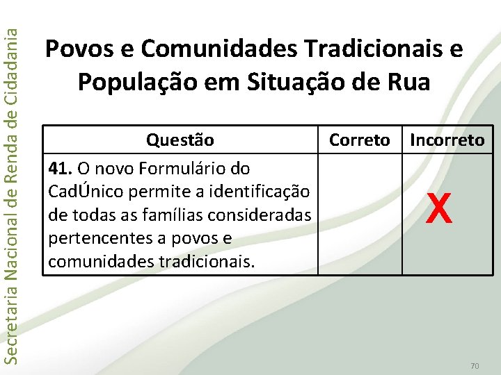 Secretaria Nacional de Renda de Cidadania Povos e Comunidades Tradicionais e População em Situação