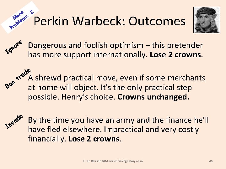 2 e or s: M m e bl o Pr Perkin Warbeck: Outcomes or