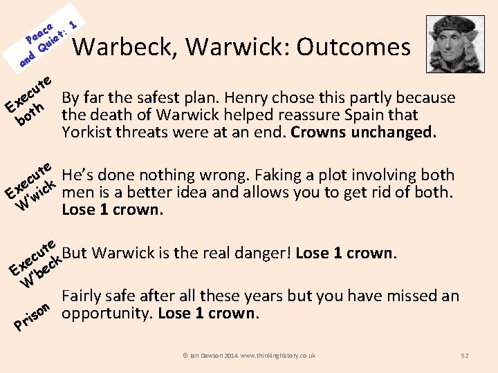 ce t: 1 a Pe uie Q d an Warbeck, Warwick: Outcomes te u