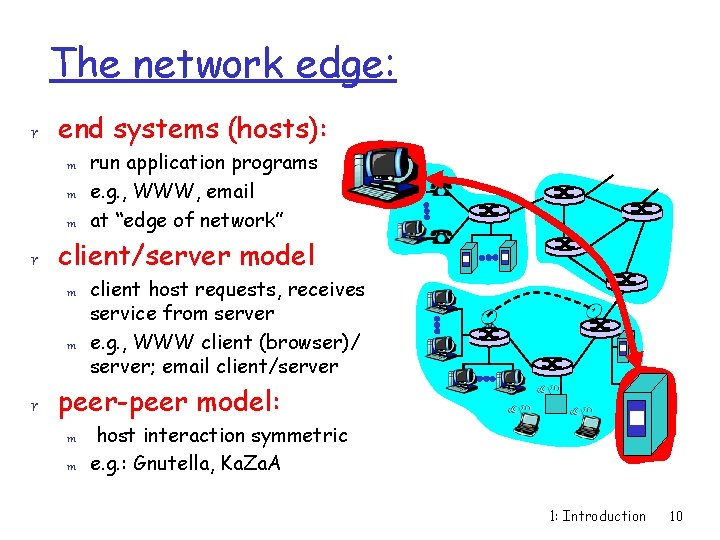 The network edge: r end systems (hosts): m m m run application programs e.