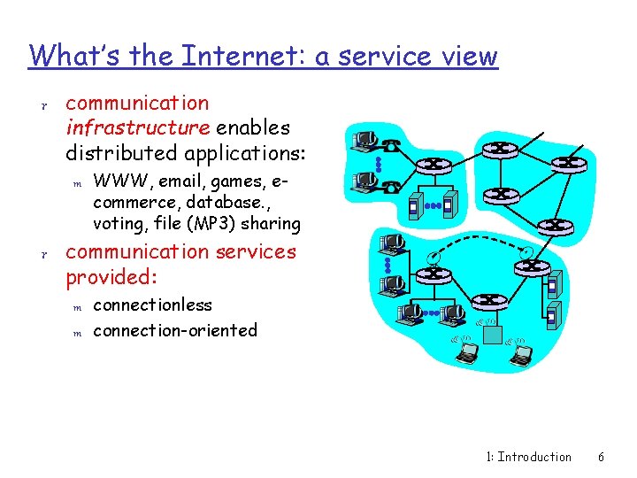 What’s the Internet: a service view r communication infrastructure enables distributed applications: m WWW,