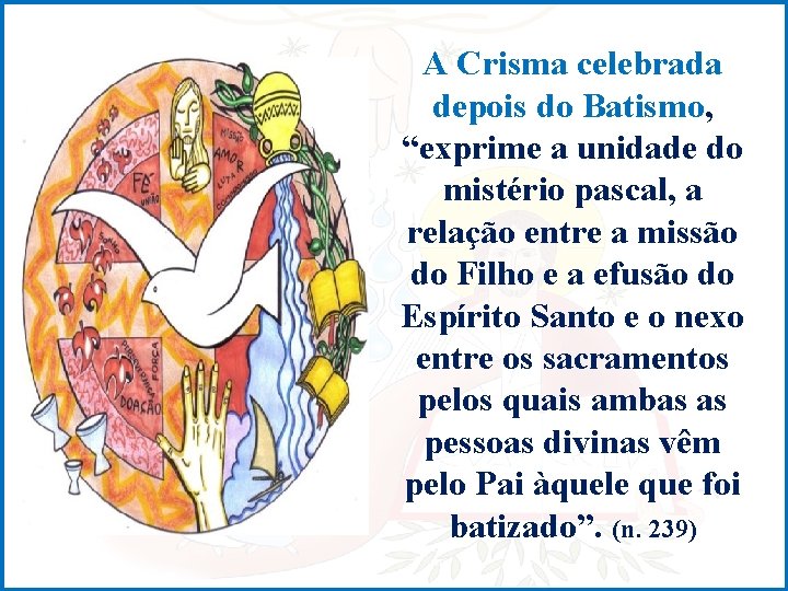 A Crisma celebrada depois do Batismo, “exprime a unidade do mistério pascal, a relação