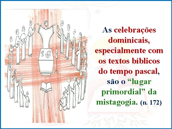 As celebrações dominicais, especialmente com os textos bíblicos do tempo pascal, pascal são o