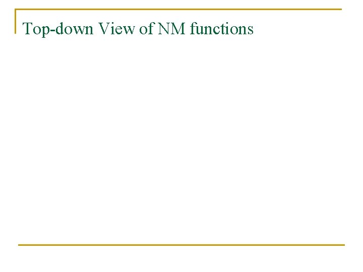 Top-down View of NM functions 