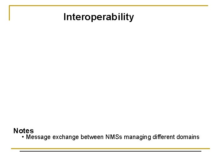 Interoperability Notes • Message exchange between NMSs managing different domains 