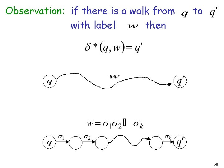 Observation: if there is a walk from with label then to 50 