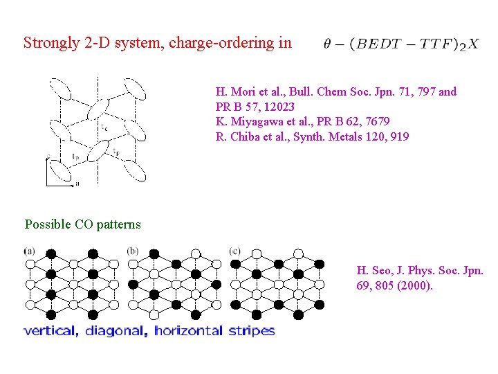 Strongly 2 -D system, charge-ordering in H. Mori et al. , Bull. Chem Soc.