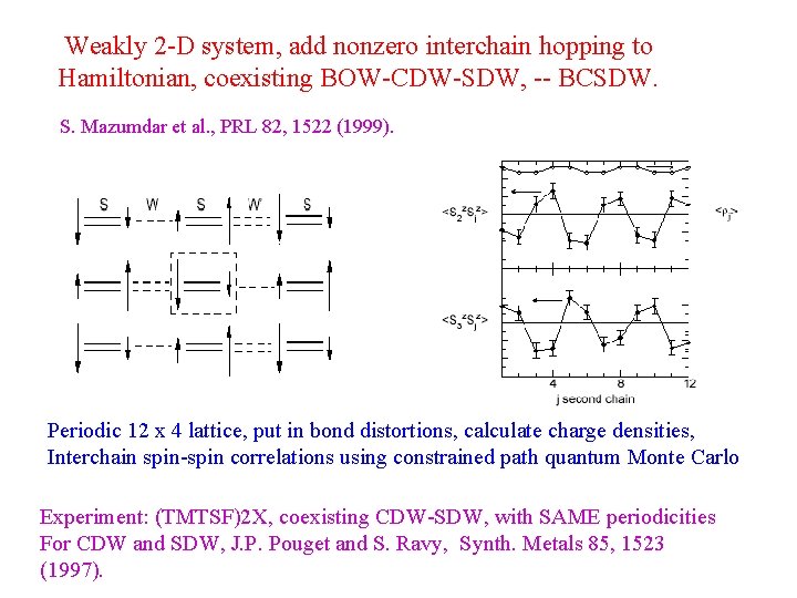 Weakly 2 -D system, add nonzero interchain hopping to Hamiltonian, coexisting BOW-CDW-SDW, -- BCSDW.