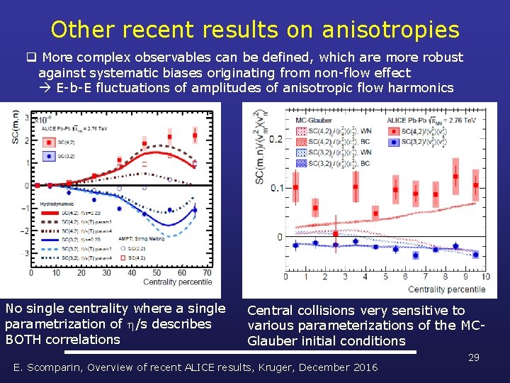 Other recent results on anisotropies q More complex observables can be defined, which are