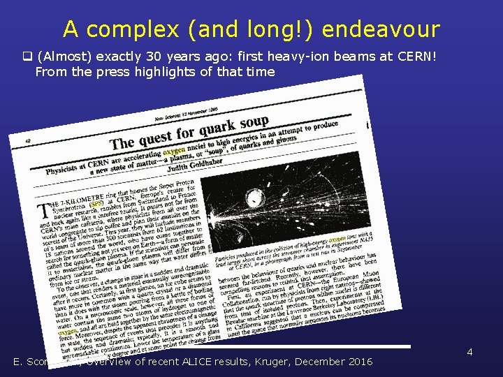 A complex (and long!) endeavour q (Almost) exactly 30 years ago: first heavy-ion beams