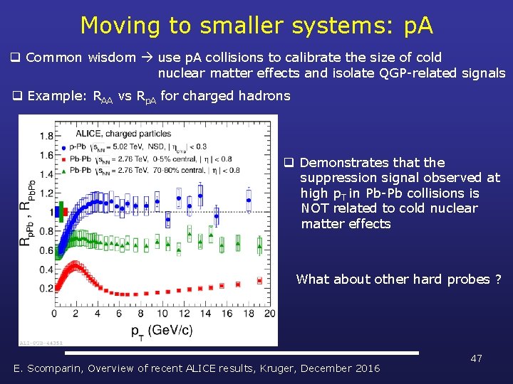 Moving to smaller systems: p. A q Common wisdom use p. A collisions to