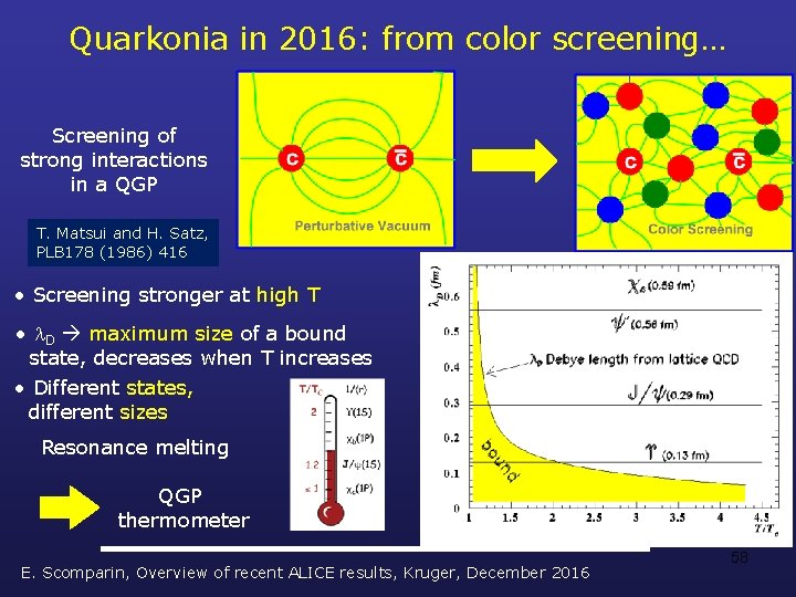 Quarkonia in 2016: from color screening… Screening of strong interactions in a QGP T.