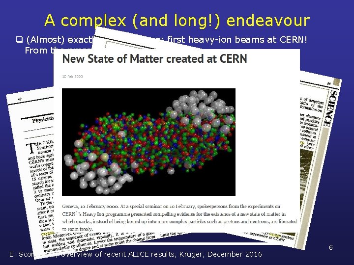 A complex (and long!) endeavour q (Almost) exactly 30 years ago: first heavy-ion beams