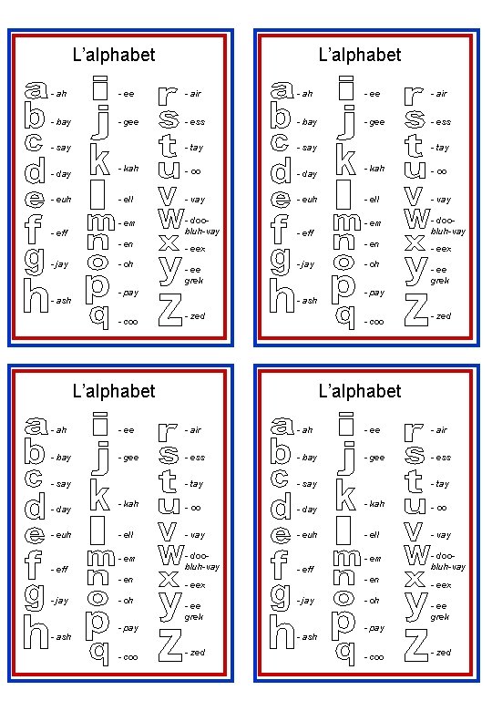 L’alphabet - ah - ee - air - bay - gee - ess -