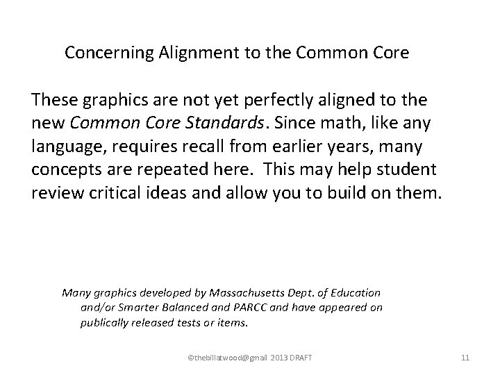 Concerning Alignment to the Common Core These graphics are not yet perfectly aligned to Concerning Alignment to the Common Core These graphics are not yet perfectly aligned to