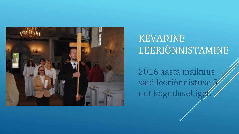 KEVADINE LEERIÕNNISTAMINE 2016 aasta maikuus said leeriõnnistuse 5 uut koguduseliiget. 