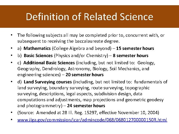 Definition of Related Science • The following subjects all may be completed prior to,