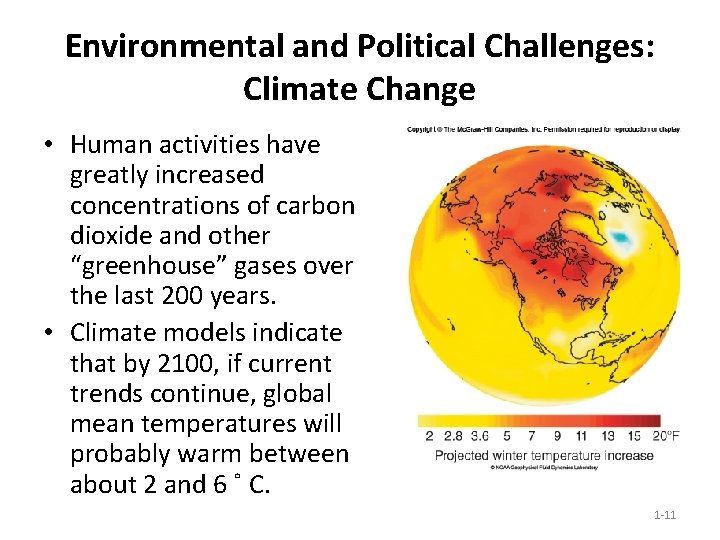 Environmental and Political Challenges: Climate Change • Human activities have greatly increased concentrations of Environmental and Political Challenges: Climate Change • Human activities have greatly increased concentrations of