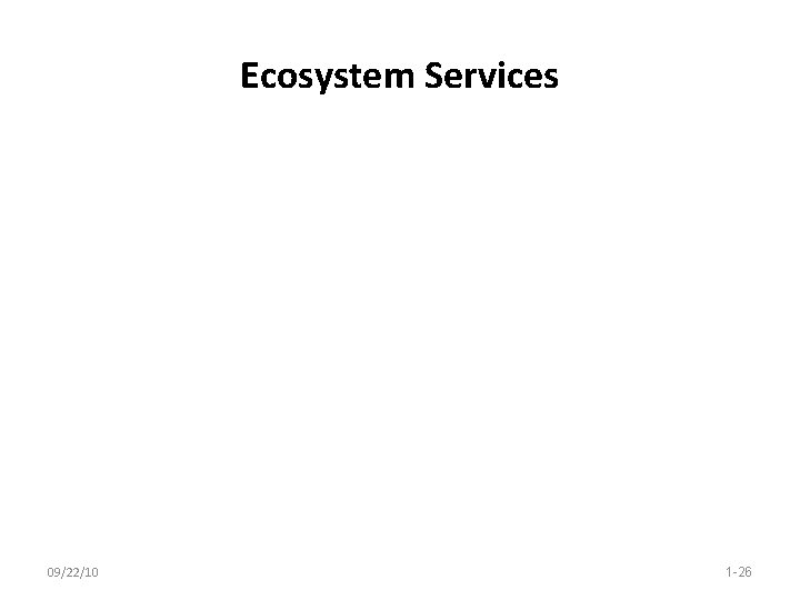 Ecosystem Services 09/22/10 1 -26 Ecosystem Services 09/22/10 1 -26