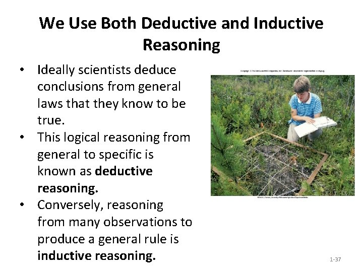 We Use Both Deductive and Inductive Reasoning • Ideally scientists deduce conclusions from general We Use Both Deductive and Inductive Reasoning • Ideally scientists deduce conclusions from general
