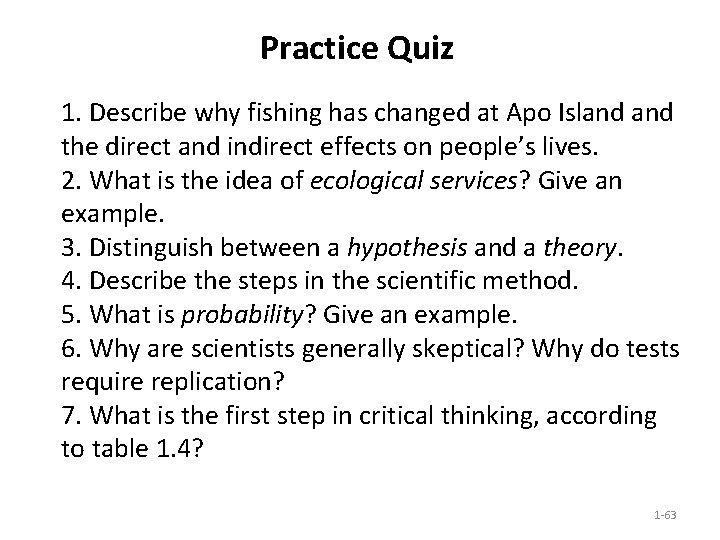Practice Quiz 1. Describe why fishing has changed at Apo Island the direct and Practice Quiz 1. Describe why fishing has changed at Apo Island the direct and