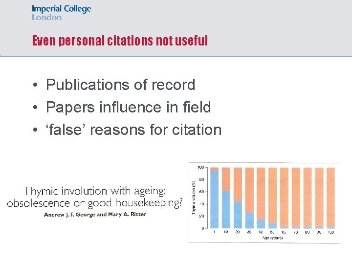 Even personal citations not useful • Publications of record • Papers influence in field