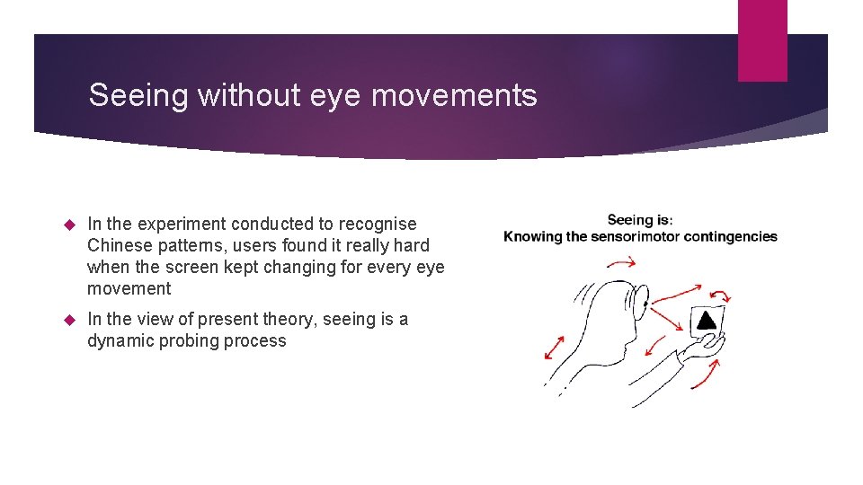 Seeing without eye movements In the experiment conducted to recognise Chinese patterns, users found