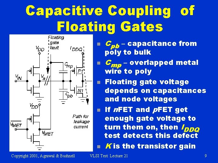 Capacitive Coupling of Floating Gates n n n Copyright 2001, Agrawal & Bushnell Cpb
