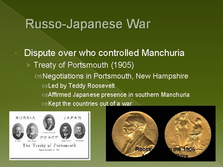 Russo-Japanese War Dispute over who controlled Manchuria › Treaty of Portsmouth (1905) Negotiations in Russo-Japanese War Dispute over who controlled Manchuria › Treaty of Portsmouth (1905) Negotiations in