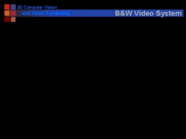 3 D Computer Vision and Video Computing B&W Video System 