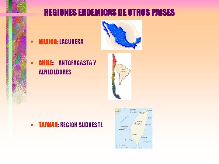 REGIONES ENDEMICAS DE OTROS PAISES • MEXICO: LAGUNERA • CHILE: ANTOFAGASTA Y ALREDEDORES •