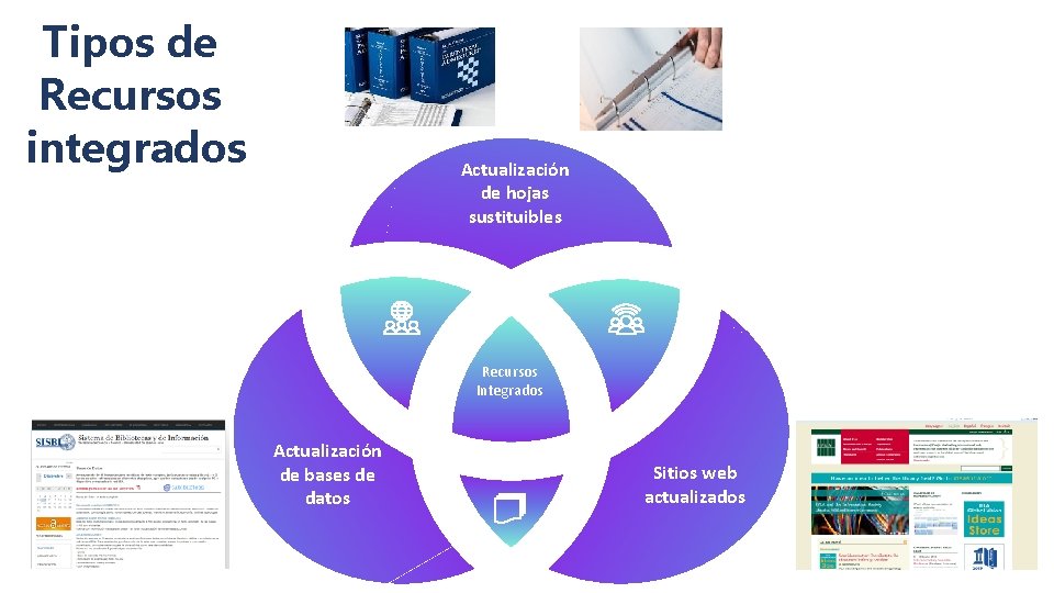 Tipos de Recursos integrados Actualización de hojas sustituibles Recursos Integrados Actualización de bases de