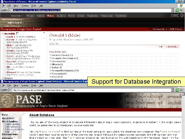 Support for Database Integration 