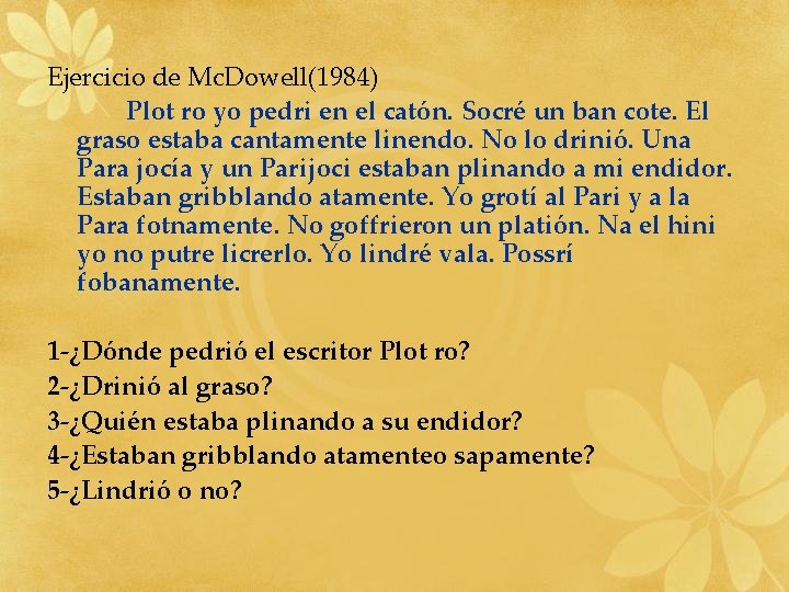 Ejercicio de Mc. Dowell(1984) Plot ro yo pedri en el catón. Socré un ban