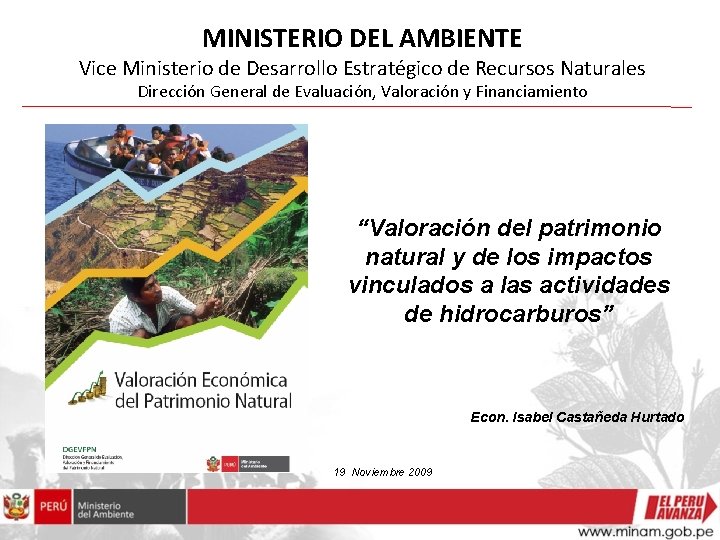 MINISTERIO DEL AMBIENTE Vice Ministerio de Desarrollo Estratégico de Recursos Naturales Dirección General de