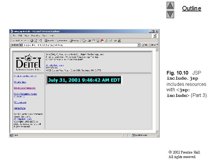 Outline Fig. 10 JSP include. jsp includes resources with <jsp: include> (Part 3). 2002
