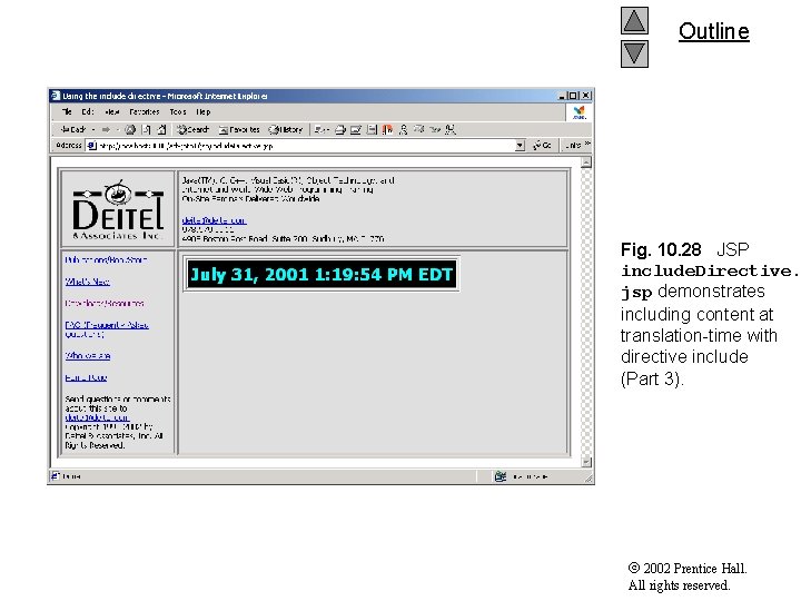 Outline Fig. 10. 28 JSP include. Directive. jsp demonstrates including content at translation-time with