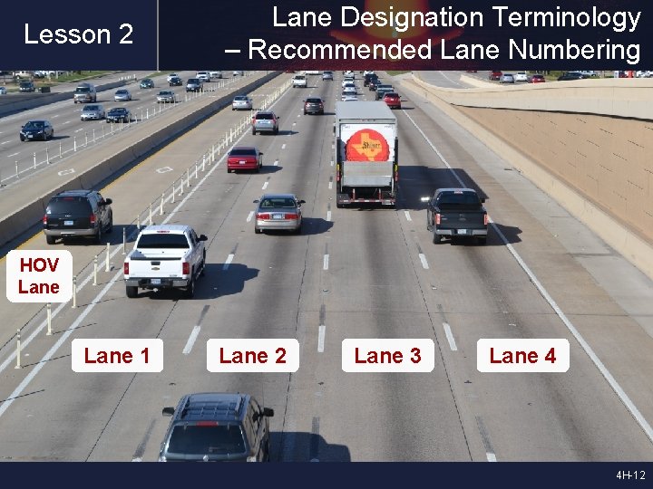 Lesson 2 Lane Designation Terminology – Recommended Lane Numbering HOV Lane 1 Lane 2