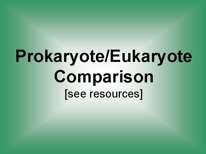 Prokaryote/Eukaryote Comparison [see resources] 
