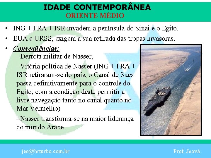 IDADE CONTEMPOR NEA ORIENTE MÉDIO • ING + FRA + ISR invadem a península