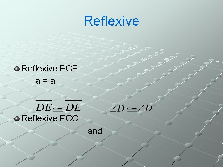 Reflexive POE a=a Reflexive POC and 