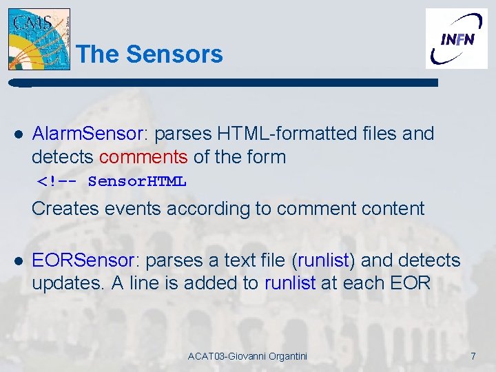 The Sensors l Alarm. Sensor: parses HTML-formatted files and detects comments of the form The Sensors l Alarm. Sensor: parses HTML-formatted files and detects comments of the form